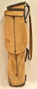 Good leather and canvas oval golf club bag - large accessory/ball pocket, umbrella strap, travel