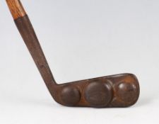 J Riddell Patent back weighted blade putter c1909 - with 3x circular weights to the rear – stamped