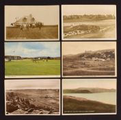 Collection of 5x Welsh and 1x Portrush N. Ireland Golf Course and Golf Club post cards from 1930s