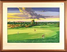 Reed, Ken – Gleneagles original gouache golf artwork for set of ltd ed prints - “Hotel from The 17th