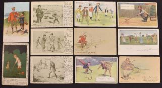 Collection of 25 early golfing humour postcards – incl Herriot Golf Series, Reliable Series, John
