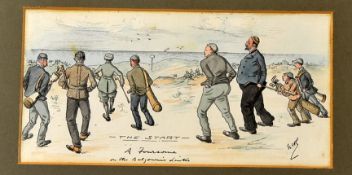 Royal Aberdeen Golf Club hand colour print c1900 titled - ‘The Start’ A Foursomes on the Balgownie