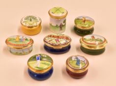 8x enamel boxes with golfing designs to include Halcyon Days ‘The Honourable Company of Edinburgh