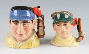 Two Royal Doulton ‘The Golfer’ Character Jugs D7064 modelled by David Biggs and D6865 modelled by