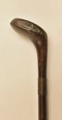 Dark stained Sunday golf walking stick fitted with golf club handle with rear lead back weight,