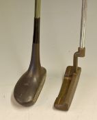 2x interesting classic putters - scarce Forgan Black Magic centre shaft composite mallet head putter