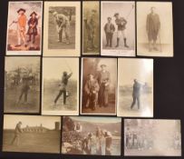 Collection of 12x Golfer postcards – mostly early examples, many photo examples with posed and