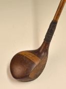 Large J C Smith Glasgow striped top deep faced brassie - with 43’ long shaft with good makers