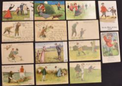 Large collection of early golfing humour postcards (48) – incl Golf Hints by Raphael Tuck & Sons,