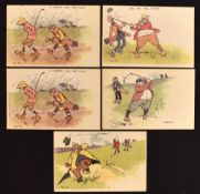 Collection of 7x Kinsella Humorous Golfing and one cricketing Postcards from the early 1900s (8) –