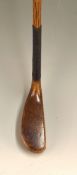 Late R Forgan longnose scare head persimmon putter – with black fibre horn sole insert c/w makers