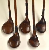 5x Assorted Socket Head Woods including a J Duncan driver, another for E Cassidy, another with a