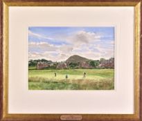 Reed, Ken – North Berwick West Links original golfing watercolour - titled “Sea - 2nd Green” - image