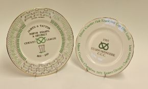 Staffordshire County Cricket Ceramic Commemorative Plates to include James & Tatton North Staffs &