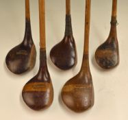 5x various socket head brassies, spoon and drivers golf woods – Hamleys lofted driver,