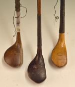3x scare neck woods - Howie & Son St Andrews light stained bulger driver (shortened); D McCulloch