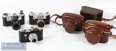 Selection of Corfield Periflex cameras to include Periflex I 512149 with Lumar f=50mm 1:3.5 lens,