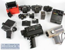 Selection of various vintage cameras to include Pentax auto110 Super with 1:2.8 18mm, 1:2.8 50mm
