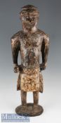 Vintage Carved Tribal African Standing Man Figure height 81cm, missing spear / weapon