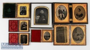 Selection of Victorian Ambrotype Photographs to incl double cased example with a man and woman in