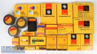 Quantity of vintage Kodak Photography film such as TP 135-36, ON4 ortho negative film 8.3x10.8cm,