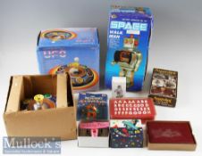 Modern Toy Selection incl battery operated Space Walk Man, battery operated UFO, tin plate