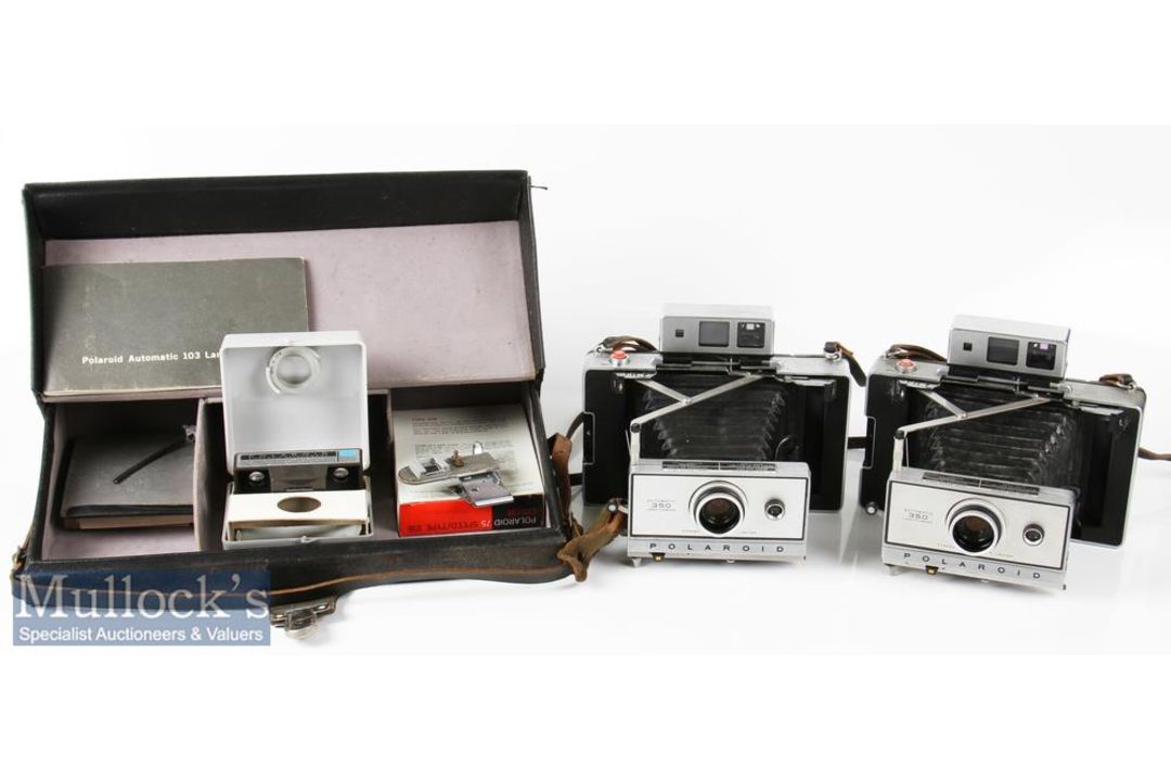 Polaroid 350 and 103 Land Cameras to include 2x examples of each model, all automatic models, plus a - Image 2 of 2