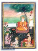 India & Punjab – Guru Nanak Miniature A fine Sikh school miniature of Guru Nanak seated on mat