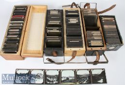 Quantity of Assorted Glass lantern slides topographical 8x8cm including Stone Henge, Edinburgh, Mont