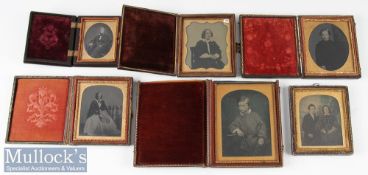 Group of 6 Victorian Ambrotype Photographs incl two gents, two women, seated couple and a child, 5