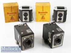 Kodak Brownie Reflex TLR Box Rollfilm Cameras with maker’s original boxes plus a six-20 Brownie E