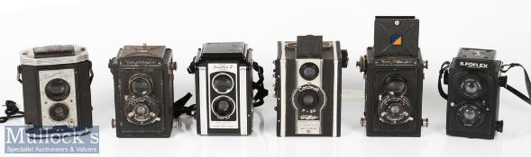 Various vintage TLR Box cameras to include Voigtlander Brilliant (x2), Coronet F-20 Coroflash, Kodak