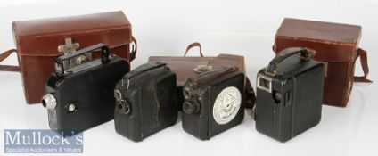 Vintage cine camera selection including Pathe 9.5mm Motocamera V58879 internally, plus a Pathe Scope