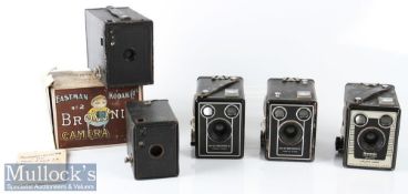 Kodak No2 Brownie box camera made in Canada with original maker’s card box plus a No 0 Brownie