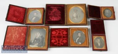 Group of 6 Victorian Daguerreotype Photographs incl 4 gentlemen and 2 women, mostly half length