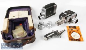 Bell & Howell 200EE 16mm cine camera with original leather case plus size 6 and 7 lenses, plus 2x