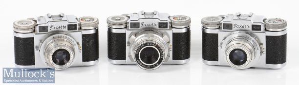 3x Paxette 35mm film cameras with Pointikar 1:2.8/45 prontor svs, Pointar 1:2,8/45mm prontor-svs and