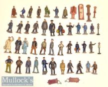 Assorted Lead / Metal Civilian figures appears Railway etc, plus Platform Tickets, trollies, varying