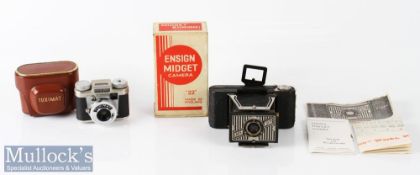 Houghton-Butcher Ensign Midget 22 folding camera appears complete with maker’s box, instructions,