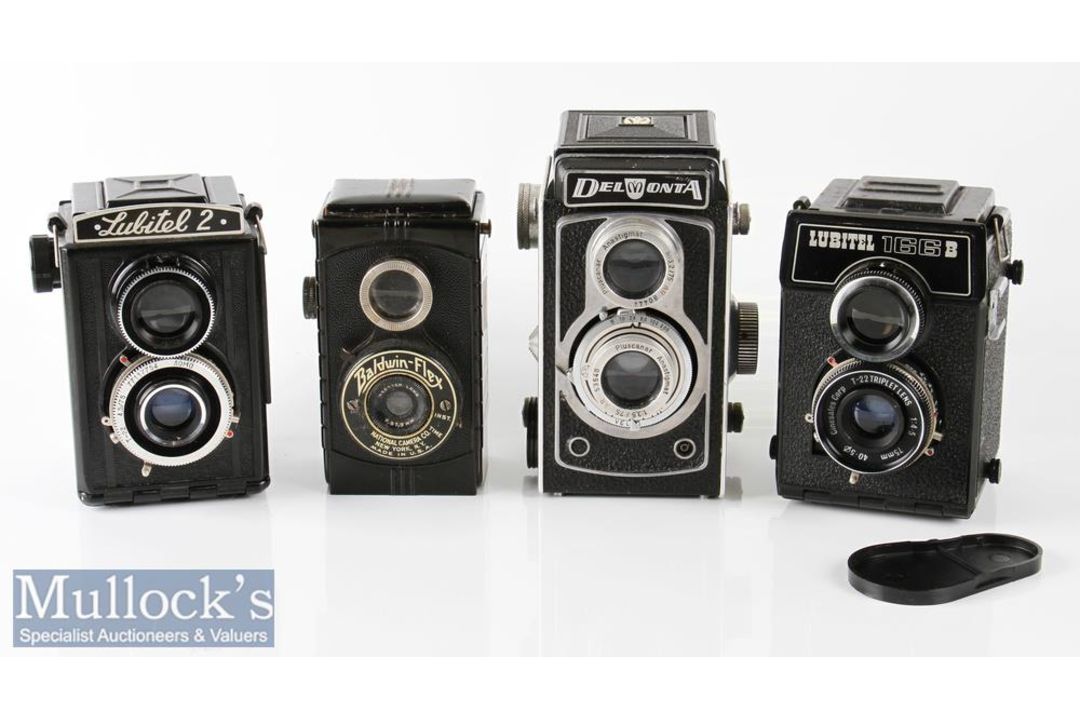 4x Various TLR Cameras to include Bladwin Flex Maestar lens f.57.5mm, Del Monta Pludcanar 1:3,5/