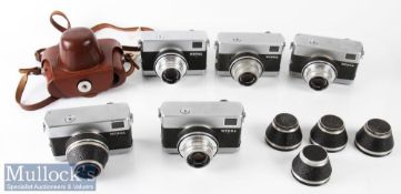 Selection of Carl Zeiss Werra 35mm cameras all with Zeiss Tessar 2,8/50 6597261, 6641850, 6600815,