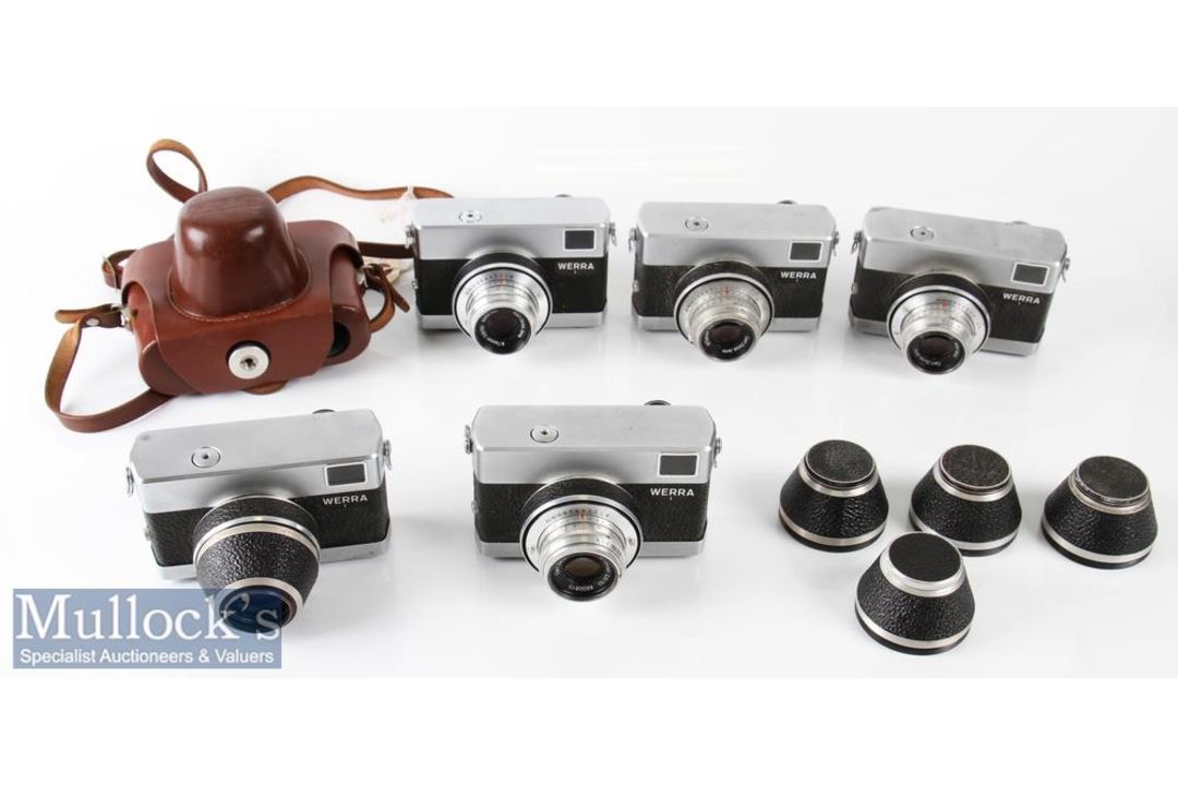 Selection of Carl Zeiss Werra 35mm cameras all with Zeiss Tessar 2,8/50 6597261, 6641850, 6600815,