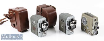 Eumig C3 double 8 film cine camera comes in leather case, movement mechanism works, together with 2x