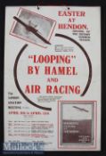 Hendon Easter Airshow - Large Showcard Poster Hendon 9-14th April 1914 - with two illustrations of