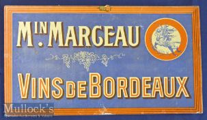 Wine Bar & Café Hanging Sign Board 1890-1900 Printed On Thick Card With Original Clip For Hanging,