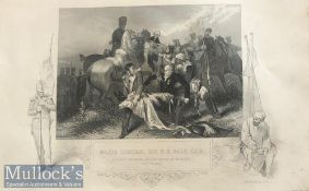 India - The battle of Moodkee Sikh wars original steel engraving c1850s Major General mortally