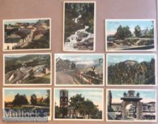 Collection of (9) litho postcards scenes of Ranikhet, India c1900s. Set includes views of Bazaar,