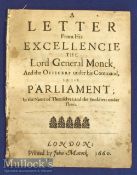A Letter From His Excellencie The Lord General Monck And The Officers Under His Command To The