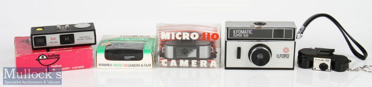 5x vintage micro cameras to include Micro 110, Hanimex 110 micro, Scotcade Micro 110 and Ilford
