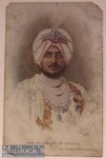 India - Maharaja of Patiala - Original colour lithographed postcard of the Maharaja of Patiala
